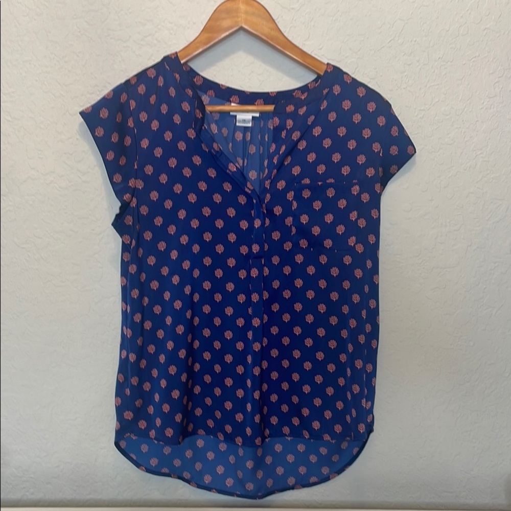 Liz Claiborne Navy and Coral Blouse